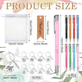 ULELE 16 Sets Thank You Ballpoint Pens Employee Appreciation Gifts Thank You Employees Keyring Staff Thank You Gifts for Coworkers Staff Team Nurse Mentor Volunteer Social Worker