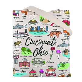 Cincinnati Ohio Tote Bag Cincinnati Ohio Gifts Cincinnati Souvenir Gift Cincinnati Welcome Gift Cincinnati Travel Shoulder Bag, Beauty Beast Tote Bag Blue, Large