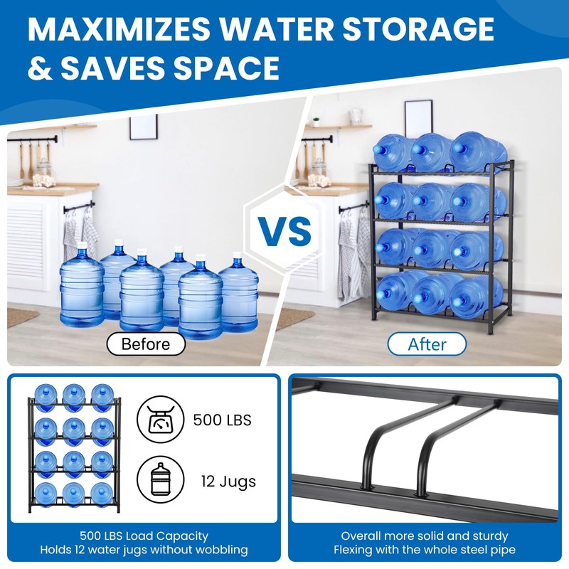 jolybebe 5 Gallon Water Jug Holder for 12 Bottles Without