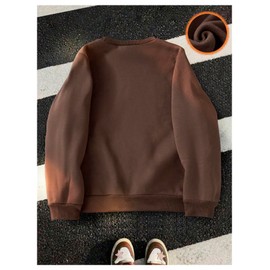 SweatyRocks Girl's Letter Print Graphic Sweatshirt Long Sleeve Thermal Pullover Tops Coffee Brown 10Y