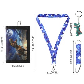 GmeDhc Children's Neck Pouch, Children's Wallet with Key Ring and Lanyard, Purse for Boys and Girls, Dinosaurs, Fashion