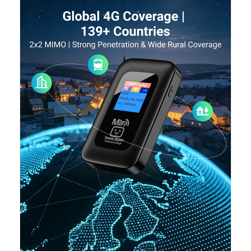 TravelBuddy Mifi Router (Includes 1GB Data) - NEW 4G MiFi