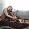 MOONLIGHT20015 Fleece Blanket Throws for Sofas - 400 GSM Brown
