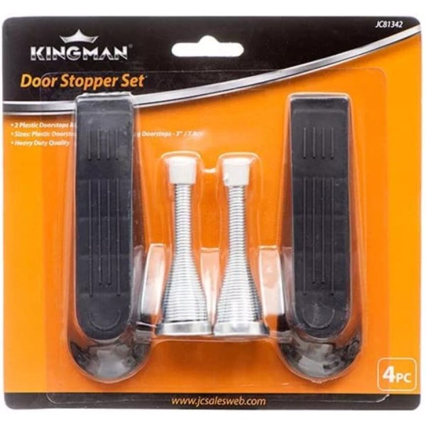 GAOQIANG TOOLS 4 Pieces Door Stoppers Wedges Anti-Slip Black Plastic