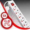Retoo Power Strip 5-Way Multiple Socket with Switch and 5