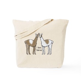 CafePress I Llove Llamas Tote Bag Natural Canvas Tote Bag, Reusable Shopping Bag