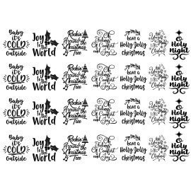 Captive Decals Christmas Song Titles 28 pcs 1 Inch Black Fused Glass Decals