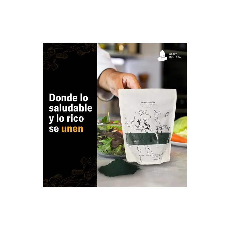 Espirulina En Polvo 500g Negro Mostaza Natural Saludable