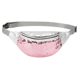 DTGN - Riñonera con lentejuelas para mujer, bonita bolsa de cinturón de cintura, resistente al agua, pequeña bolsa con cinturón ajustable para correr,