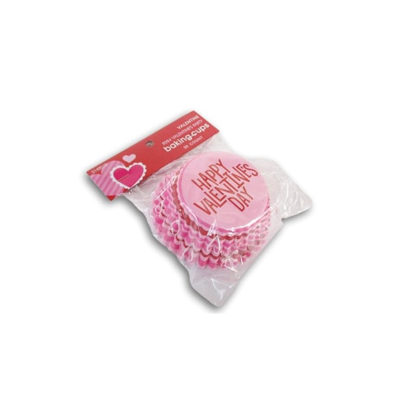 Happy Valentine's Day Pink Decorative Baking Cups - Patterned Paper
