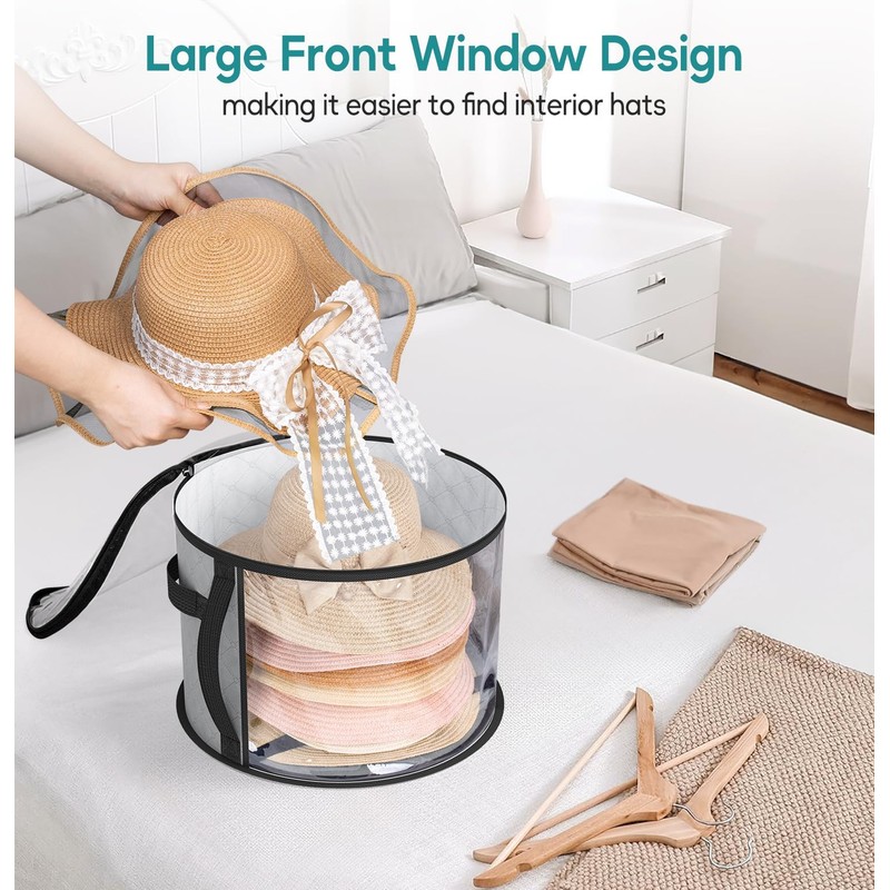WEKIWGOT Hat Storage with Viewing Window for 7 Hats, Large