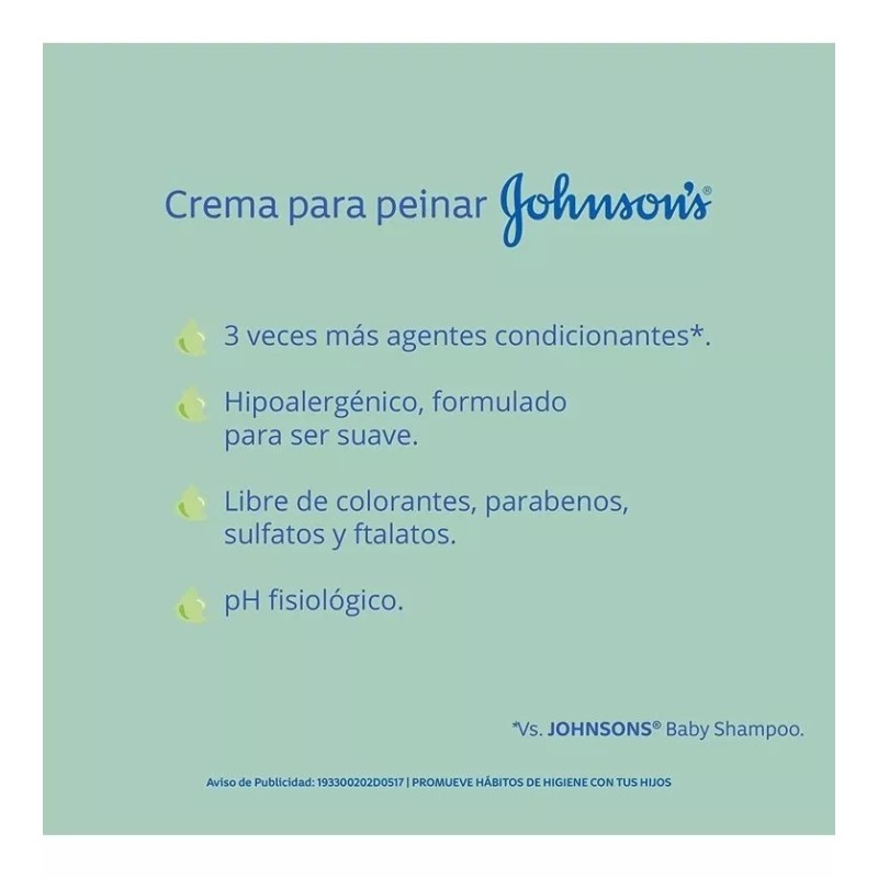 Johnson's Crema Peinar Johnson's Baby Hidratacion Intensa