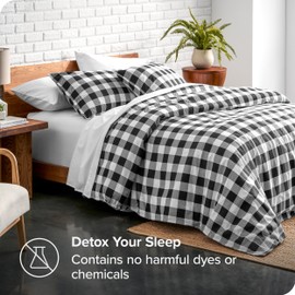 Bare Home Flannel Duvet Cover Set - King/California King - 100% Cotton, Velvety Soft Heavyweight Premium Flannel - Includes Sham Pillow Covers (King/Cal King, Buffalo Plaid - White/Black)