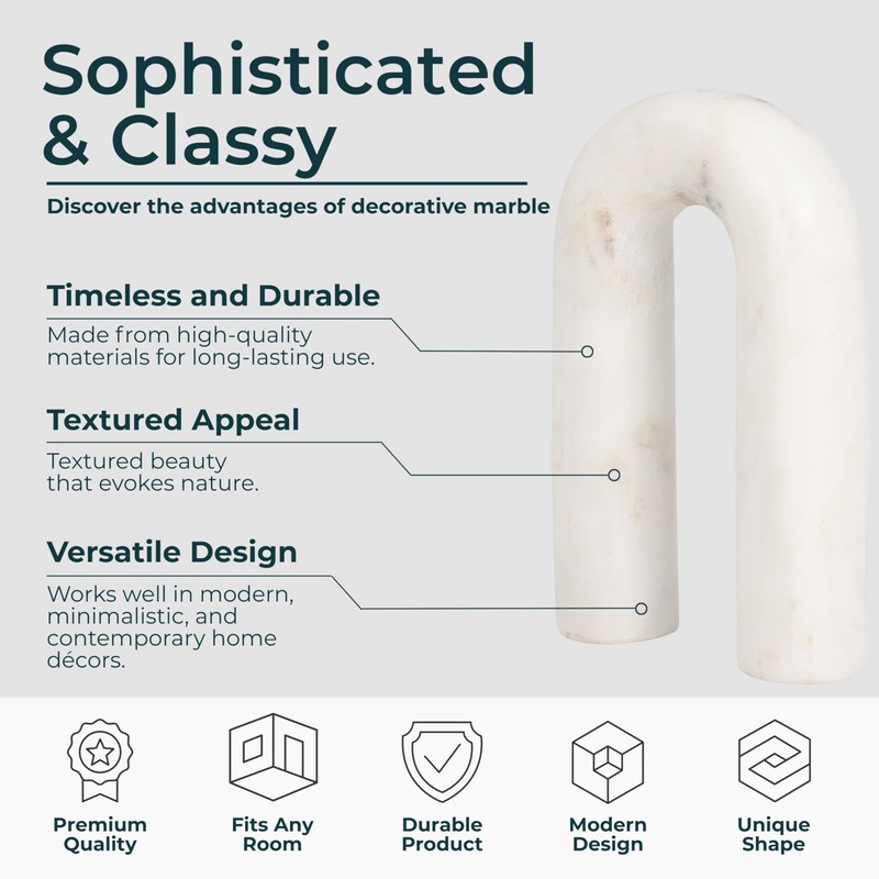 White Marble Arch Decorative Object – Rounded Horseshoe Sculpture Modern