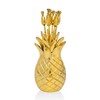 Godinger Pineapple Cocktail Picks with Holder, Brass, Set of 6