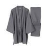 Men's Japanese Style Robes Loose Pure Cotton Kimono Pajamas Suit-Gray
