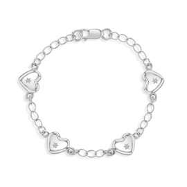 925 Sterling Silver 5" Lovely Heart Bracelet for Infants & Toddlers - Cute & Fashionable Charm Bracelets for Children - Beautifully Design Hearts Link Chain Bracelet for Little Girls