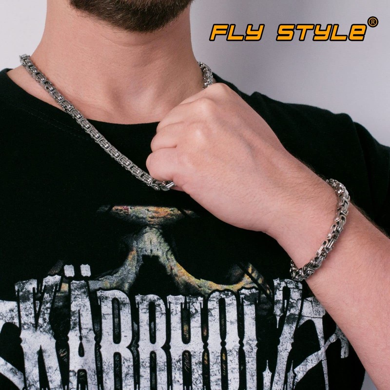Fly Style Byzantine Byzantine Chain Stainless Steel Men's Necklace Polished