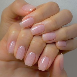 Vishine Semi-Permanent Gel Nail Polish Transparent Glitter Pink Nude Jelly Milky Glitter Nail Polish Soak Off UV LED Nude for Nail Studio DIY Home 8 ml