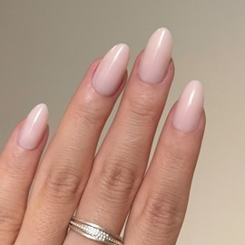 Fomkrio Solid Light Pink Short Press On Nails Almond Acrylic Daily Minimalism Spring Summer Fake False Nails for Women Girls, 15 Sizes - 30Pcs Manicure Nail Kit