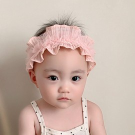 Asphinien Lace Floral Headbands for 4-24 Months Baby Girls Elastic Wide Hair Band Toddler Newborn Infants Birthday Party Shower Hair Accessories (Pink, Free)