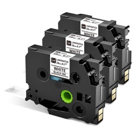 EazeID 18mm Label Tape Compatible with Brother P Touch Tze TZ Tape 18mm 0.7 Inch Laminated White TZe-241 TZe241 3/4 Inch for PTouch PTD410 PT-D400 PT-D610BT PTD600 Label Maker, 3 Pack Black on White