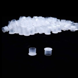 Ink Caps Large,1000pcs White Plastic Disposable Microblading Makeup Ink Cups Caps with Base, Pigment Ink Cap Sizes 17mm Large for Ink,Kits,Supplies (1000L)