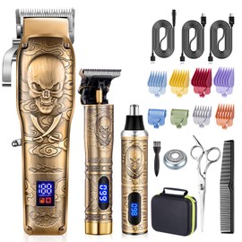 Roziapro Professional Hair Clippers for Men, Hair Trimmer for Haircut Cordless Hair Clippers Set with Rechargeable Nose Hair Trimmer, Gifts for Men (Gold)