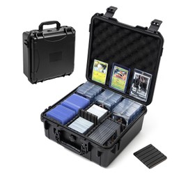 QINGUANG Toploader Storage Box for 3" x 4" 35pt Rigid Card - IP67 Waterproof Trading Card Case for Sports Cards with 6 Removable Dividers - Fits Top Loaders/Magnetic Card Holders (Holds 400+)