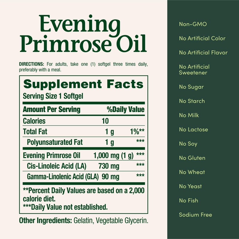 Nature's Bounty Primrose Oil 1000mg, Promotes Women's Health, Herbal Supplement,
