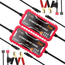 [2-Pack] FOVAL 2-Amp Car Battery Charger, 6V and 12V Fully Automatic Battery Charger, Battery Maintainer, Trickle Charger and Battery Desulfator for Car Lawn Mower Motorcycle Boat Lead Acid Batteries