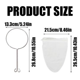 3Pcs Ultra Fine Mesh Strainer Bags, Fine Mesh Strainer with Handle, Reusable Cheesecloth Strainer for Coffee, Nut Milk, Butter, Wine, Juices (Small Size)
