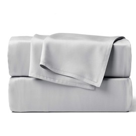 STYLINEN 100% Tencel Sheets King Size Bed Sheets 4pc Set, 100% Eucalyptus Lyocell Sheets Set, Silky Soft & Smooth, Breathable, 16" Deep Pockets, 1 Fitted, 1 Flat, 2 Pillowcases (King, Silver Pearl)