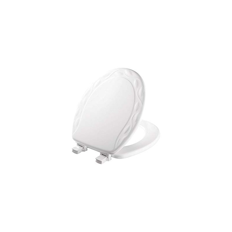 Mayfair Never Loosens Round White Molded Wood Toilet Seat