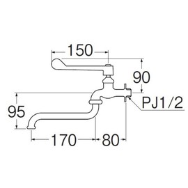 SANEI JA90-13 Lever Type Freedom Faucet, Lever Handle, 90° Opening and Closing