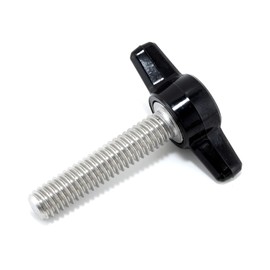 5/16"-18 x 1-1/2" Thumb Screw Stainless Steel - Black Tee Wing Plastic Knob - Standard/Coarse Thread Thumbscrew - Length: 1.500" - Proudly Built in USA - Package of (4)