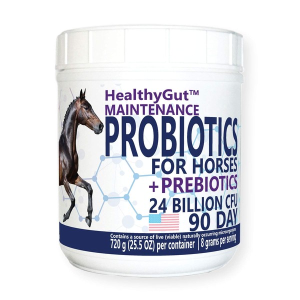 Equa Holistics HealthyGut™ Probiotics for Horses Dietary Supplement, All-Natural Digestive System Maintenance Formula (90 Days)