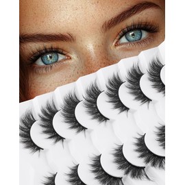 Natural Lashes Wispy Lashes Everyday Natural Look Flared Eyelashes False Eye Lashes Soft Fluffy Lashes False Eyelashes 7 Pairs D74