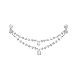 Women Fashion Rhinestone Double Chain Headpiece Silver Crystal Headpiece Pendant Headband Bridal Forehead Chain for Wedding Party Prom (B#)