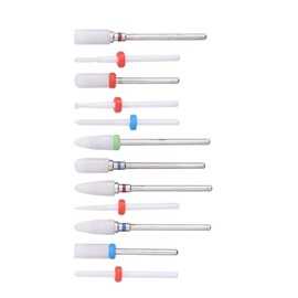 Hiraith Ceramic Nail Drill Bit 10 x 10 x 3 12 Pieces Ceramic Cutter Drill Bit Grinder Cutter Files Bit Nail Drill Set
