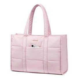 LOVEVOOK Laptop Bag for Women, Puffer Tote Bag for Work 15.6 Inch Large Computer Briefcase for Teacher Nurse, Quilted Lightweight Casual Shoulder Bag For Travel, Daily