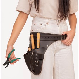 Garden Florist Tool Belt for Men | Leather Tool Belt for Women | Handmade Belt for Gardener, Electrician, and Carpenter | Leather Florist Belt (Brown CrazyHorse) (Dark brown Full grain, one size)