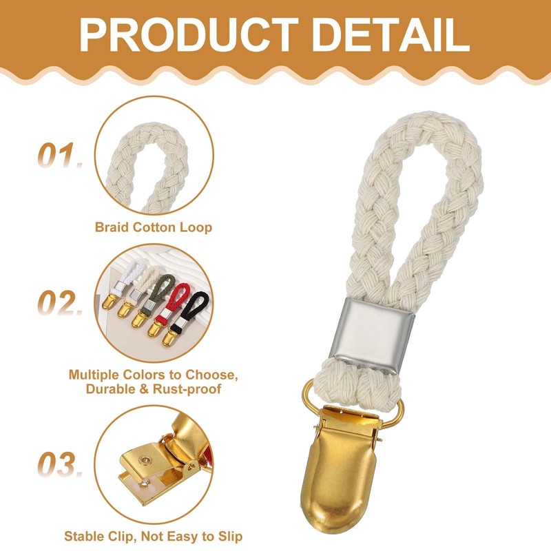 sourcing map 8 Pcs Tea Towel Clips with Cotton Loop
