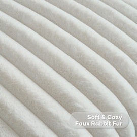 FUTEI Cream White Striped Decorative Throw Pillow Covers 18x18 Inch Set of 2,Square Spring Decorations Couch Pillow Case,Soft Cozy Faux Rabbit Fur & Velvet Back,Modern Home Decor for Bed