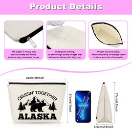 Alaskan Vacation Gifts for Teen Girls Women Makeup Bag Alaskan Cruise Gifts Alaska Cruise Essentials Cosmetic Bag with Zipper Graduation Christmas Birthday Gift for Sister Daughter Friend Travel Pouch