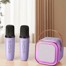 Mini Bluetooth Karaoke Machine, Portable Speaker with 2 Wireless Microphones, Gift for Girls Boys Aged 4,5,6,7,8,9,10,12,14+, Birthday Party & Funny Gift & Toddler Girl Stuff:_Violet - 3-Piece Set