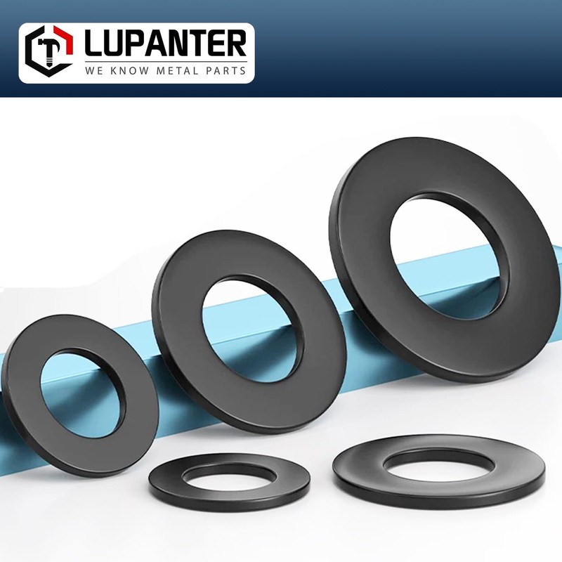 LUPANTER 5/16" Black Flat Washers 50 Pack Made of 18-8