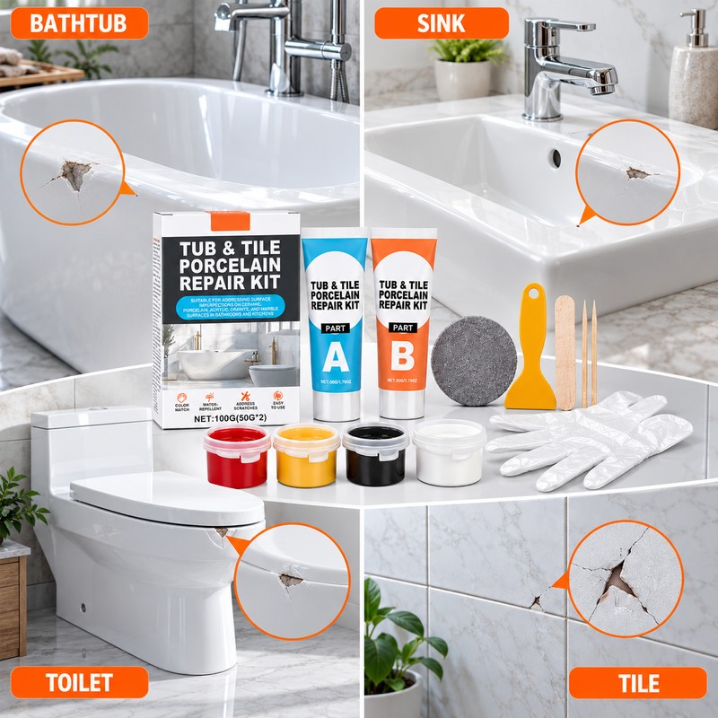 Tub & Tile Porcelain Repair Kit for Chips and Cracks