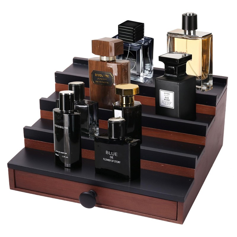 Fengligoo Cologne Organizer for Men - 4 Tier Brown Black