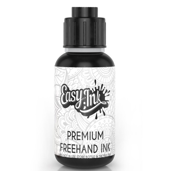 Easy.ink- Temporary Tattoo Ink. Natural & Long Lasting (Organic Jagua Fruit Gel/Ink). Black/Dark Blue Freehand Ink. Premium Quality. No Chemicals. No Alcohol. 1oz(28ml)